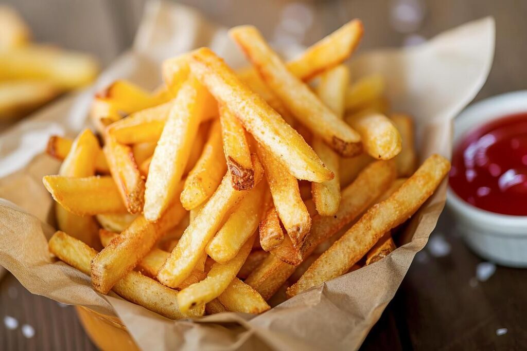 ai generated french fries in a fast food restaurant fast food ai generated photo